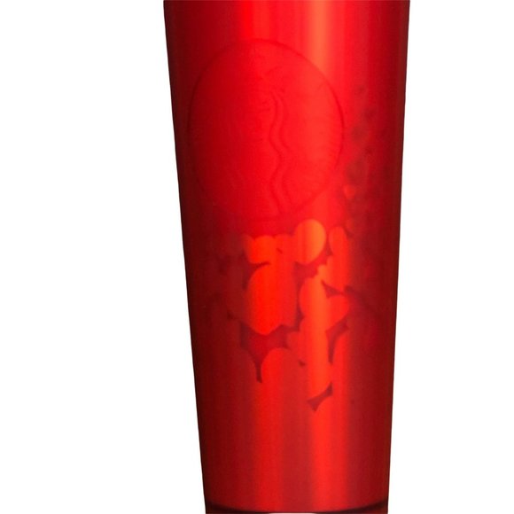 Starbucks 2022 Valentine Red Soft Matte Tumbler Limited Edition Dome Top Hearts - Picture 3 of 5